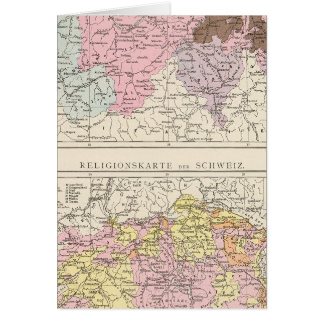 Mapa religioso y lingüístico de Suiza (Frente)
