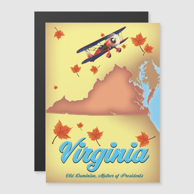 mapa retro de viaje de Virginia (Anverso/Reverso)