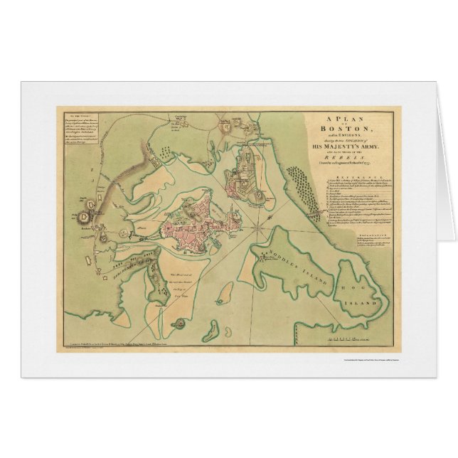 Mapa revolucionario 1776 de Boston (Anverso (Horizontal))