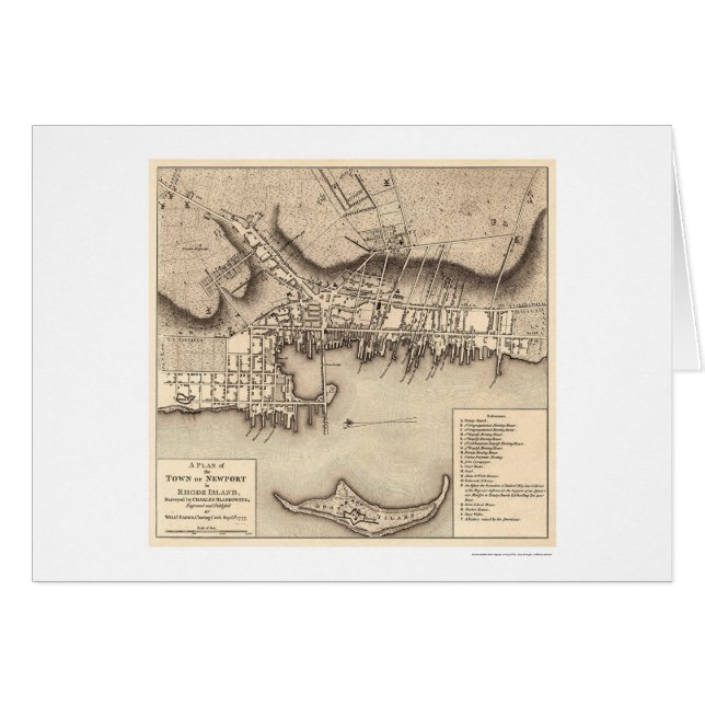 Mapa revolucionario de Newport de la guerra - 1777 (Anverso (Horizontal))