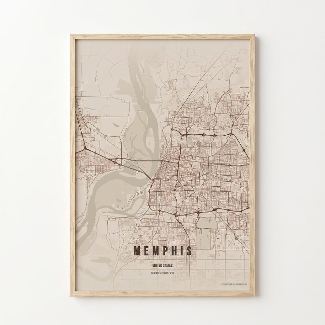 Mapa Rústico de Memphis Impreso Póster de Tennesse (Subido por el creador)