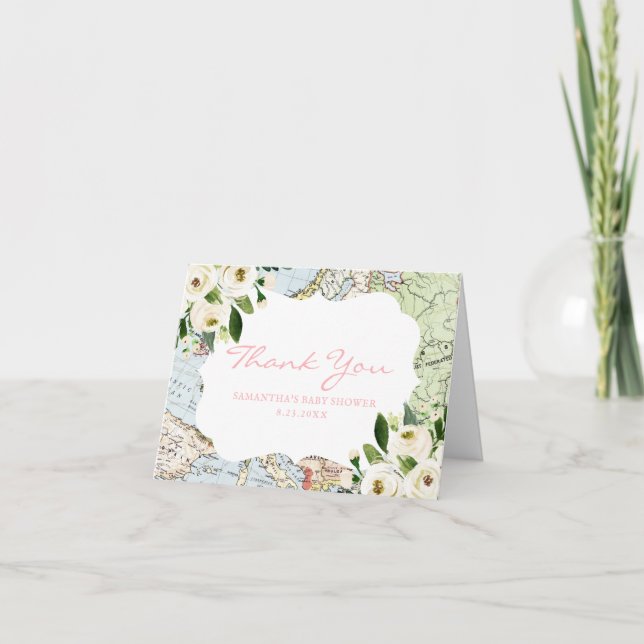 Mapa Tema de viajes Tarjeta de agradecimiento de B (Anverso)