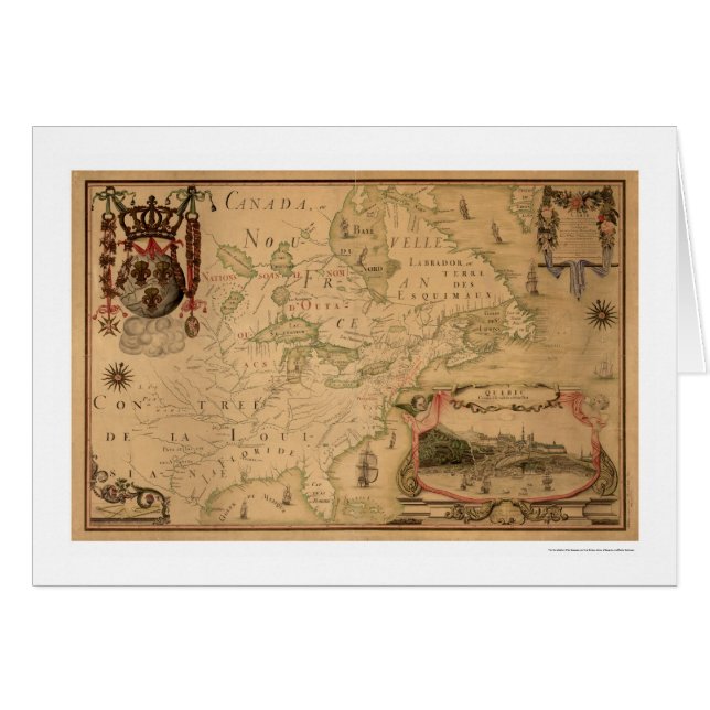 Mapa temprano 1688 de Quebec Canadá (Anverso (Horizontal))