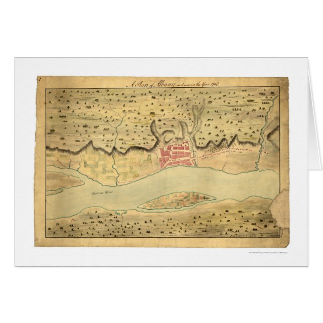 Mapa temprano 1758 de Albany Nueva York (Anverso (Horizontal))