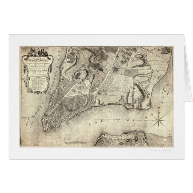 Mapa temprano 1776 de New York City (Anverso (Horizontal))