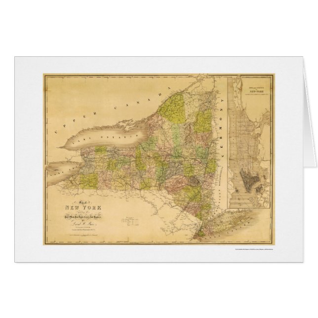 Mapa temprano 1839 del Estado de Nuevo York (Anverso (Horizontal))