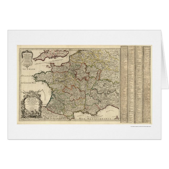 Mapa temprano de Francia 1700 (Anverso (Horizontal))