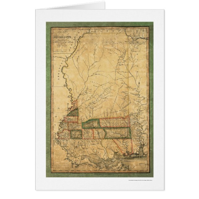 Mapa temprano de Mississippi por Melish 1820 (Frente)