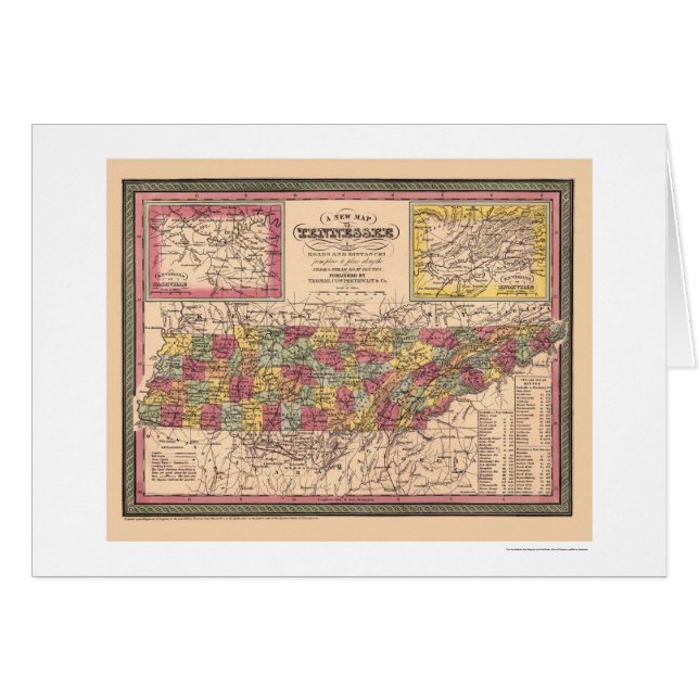 Mapa temprano de Tennessee 1850 (Anverso (Horizontal))
