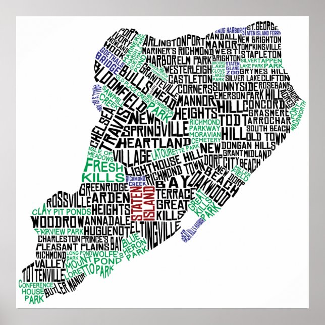 Mapa tipográfico de Staten Island, impresión de la (Frente)