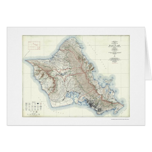 Mapa topográfico 1938 de Oahu Hawaii (Anverso (Horizontal))