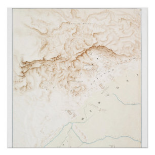 Mapa topográfico de las ruinas del Poster Thebes