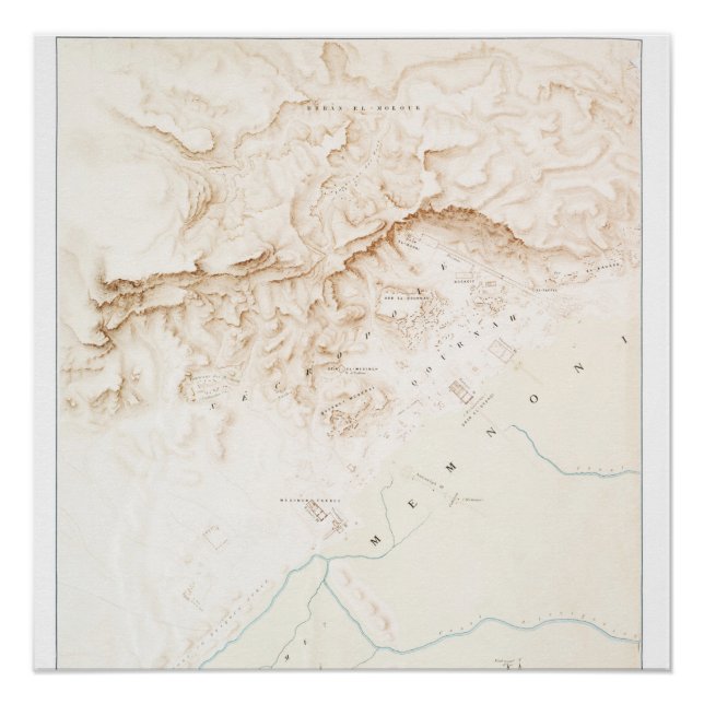 Mapa topográfico de las ruinas del Poster Thebes (Anverso)