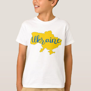 Mapa ucraniano y camiseta con letras