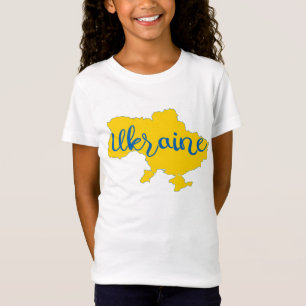 Mapa ucraniano y camiseta con letras