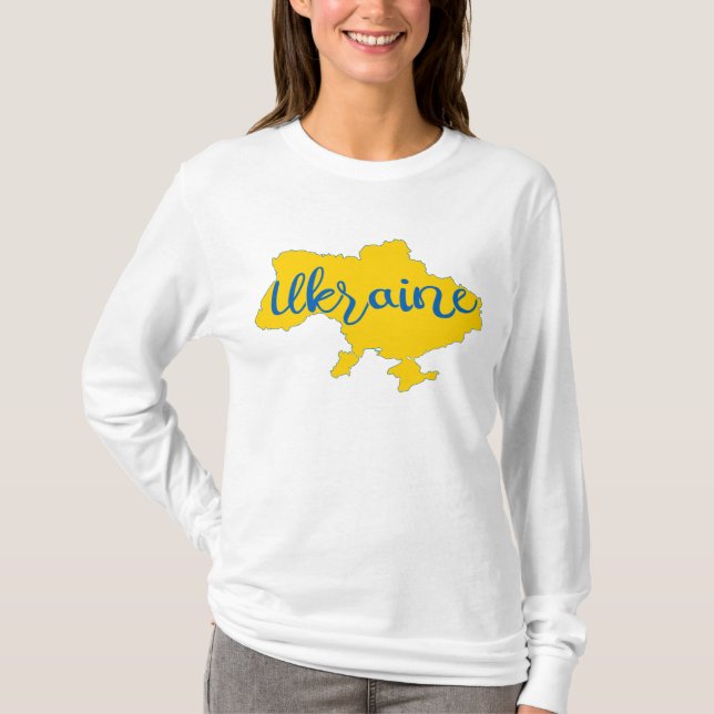 Mapa ucraniano y camiseta con letras (Anverso)