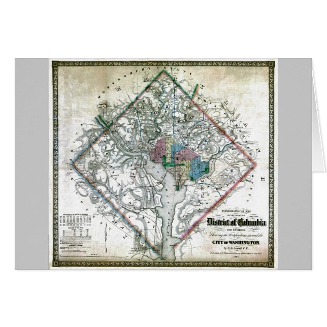 Mapa viejo 1862 del distrito de Columbia de (Anverso (Horizontal))