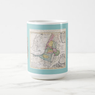 Mapa viejo de la taza del mosaico de Israel y de
