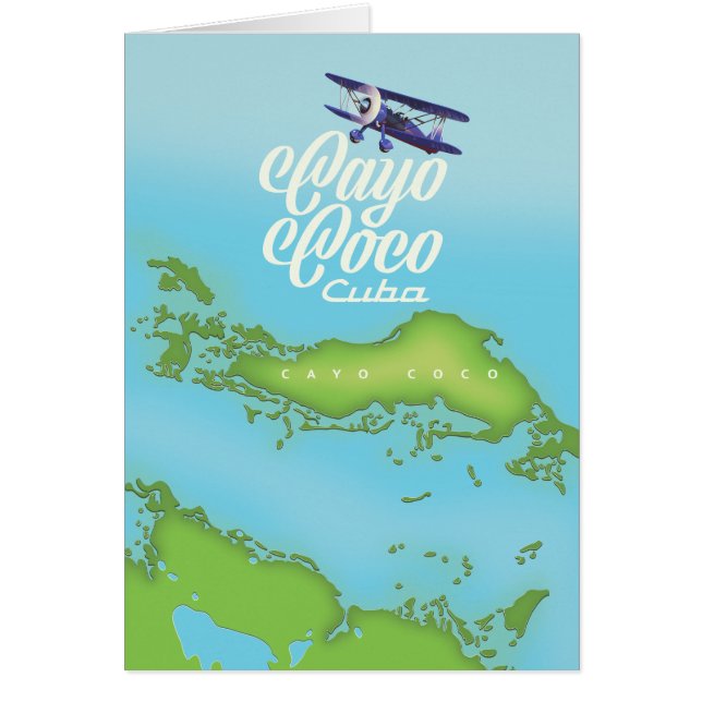 Mapa vintage de Cayo Coco Cuba. (Frente)