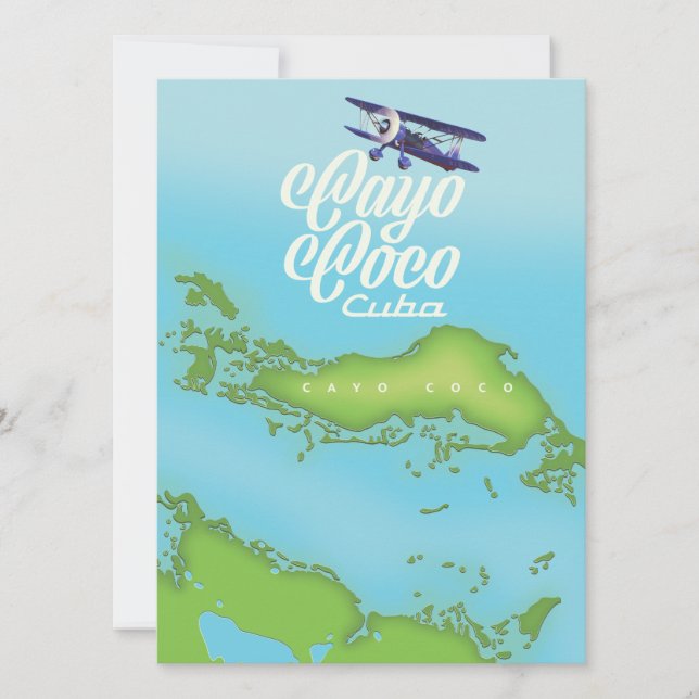 Mapa vintage de Cayo Coco Cuba. (Anverso)