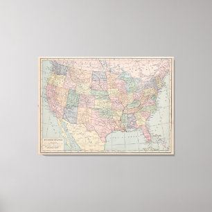 Mapa vintage de Estados Unidos sobre lienzo