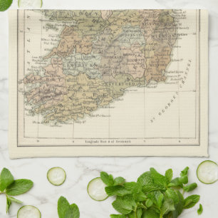 Mapa vintage de Irlanda 1862 Toalla de té de cocin