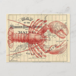 Mapa Vintage de Maine con postal de langosta