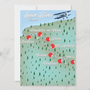 Mapa vintage del río Sena Francia