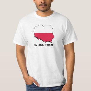 Mapa y bandera de Polonia impresos en camiseta