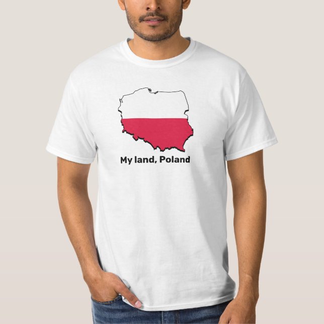 Mapa y bandera de Polonia impresos en camiseta (Anverso)