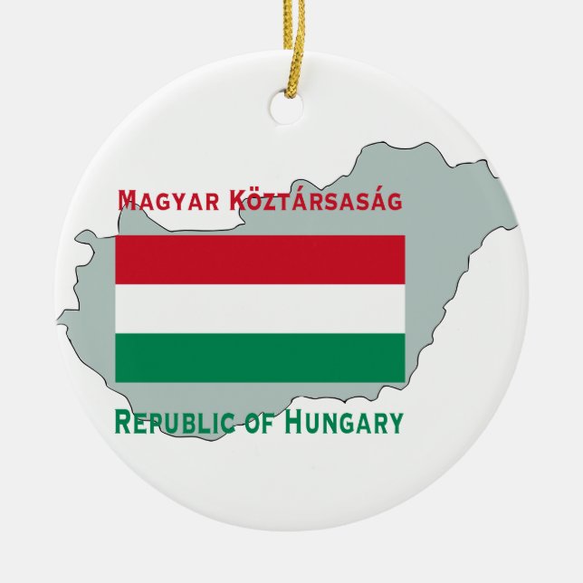 Mapa y bandera del ornamento de Hungría (Frente)