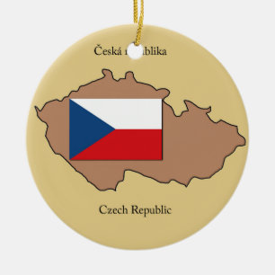 Mapa y bandera del ornamento de la República Chec
