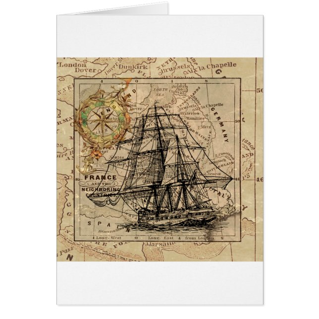Mapa y barco del antiguo general de Francia (Frente)