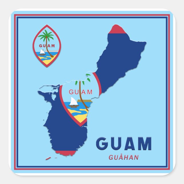 Mapa y sello de la bandera de Guam (Anverso)