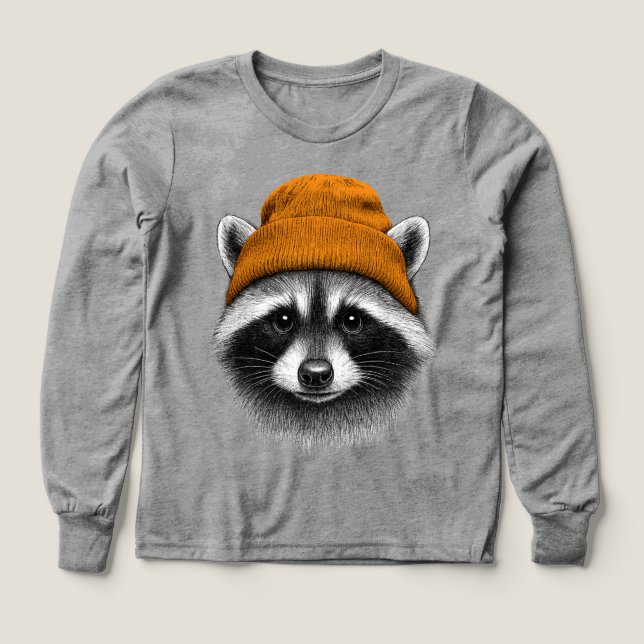 Mapache Adorable Con Gorro - Vida Salvaje Retro Vi (Diseño frontal)