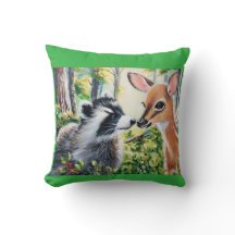 mapache, almohada de ciervo