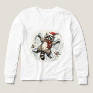 Mapache de Navidad lindo jugando en la nieve Inv