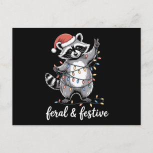 Mapache De Navidad Salvaje Y Festivo Sombrero De S