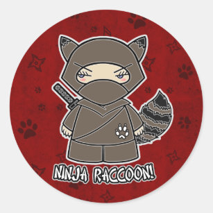 ¡Mapache de Ninja! En pegatina rojo