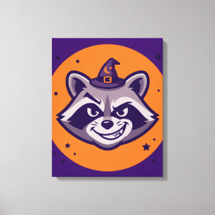 Mapache divertido de Halloween Bruja Lienzo