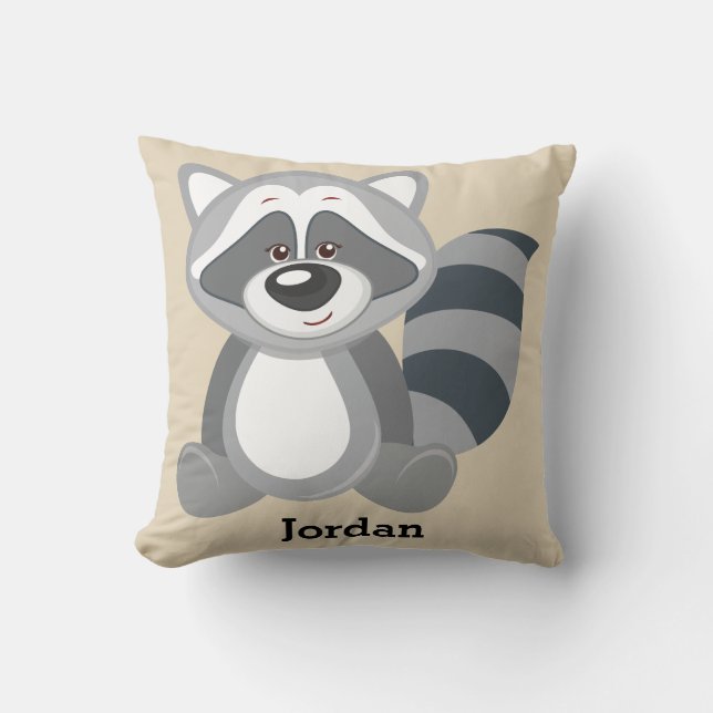 Mapache lindo del arbolado de la almohada del niño (Anverso)