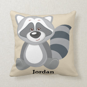 Mapache lindo del arbolado de la almohada del niño