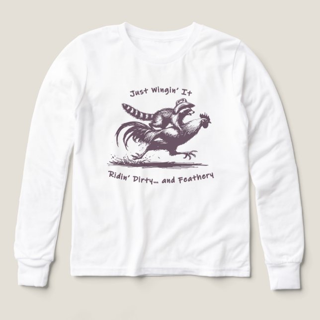 Mapache montando un gallo – Vaquero de rodeo en el (Diseño frontal)