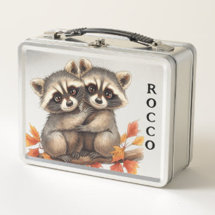 Mapaches de bosque que se abrazan