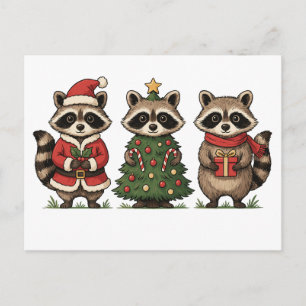 Mapaches de Navidad Traje de Santa Árbol Caña de C