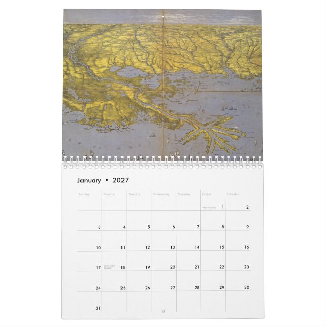 Mapas de Luisiana y calendario de la fotografía (Jan 2027)