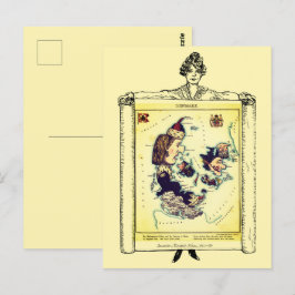 Mapas ilustrados de arte de Dinamarca Tarjeta post