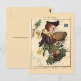 Mapas pictóricos de Escocia Postal de época
