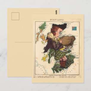 Mapas pictóricos de Escocia Postal de época