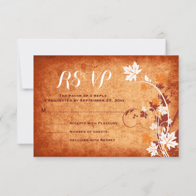Maple deja naranja caída boda Respuesta RSVP (Anverso)